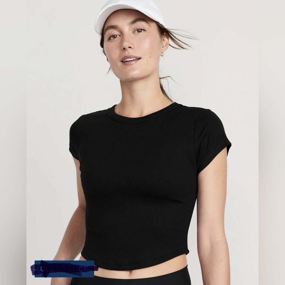 Old navy Classic Black crop cropped Women's Top size medium short sleeve